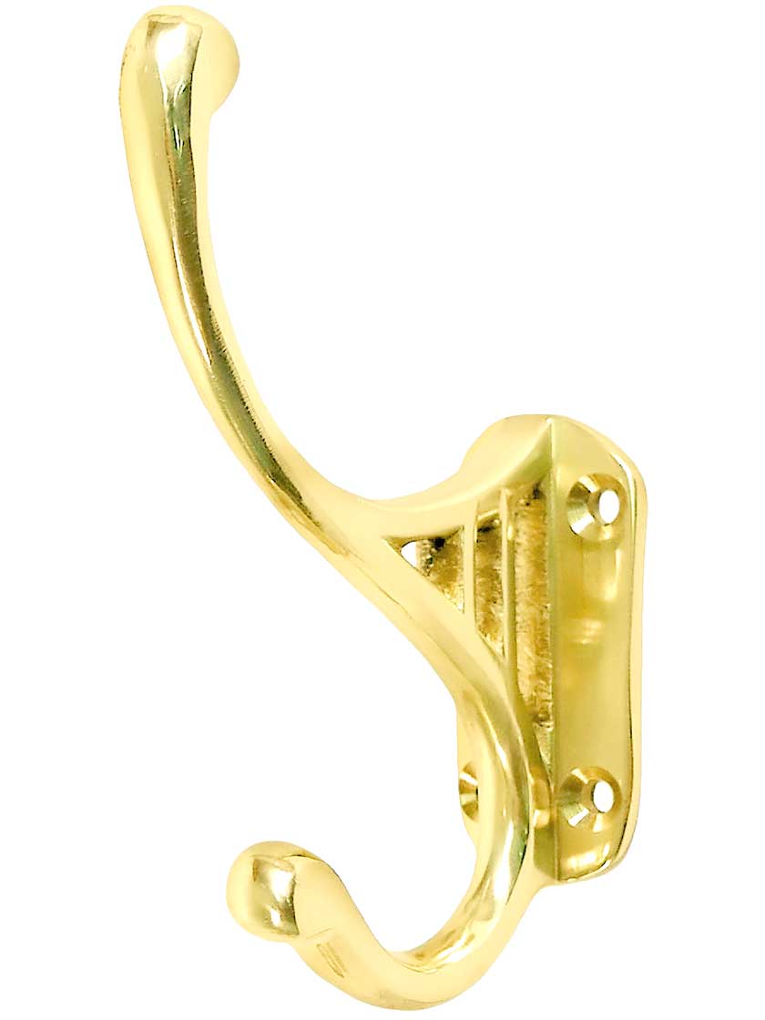 Brass Classic Style Coat Hook in Polished Brass Finish.